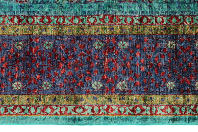 6x8 Light Blue and Purple Turkish Tribal Rug