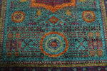 6x8 Light Blue and Purple Turkish Tribal Rug