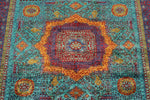 6x8 Light Blue and Purple Turkish Tribal Rug