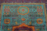 6x8 Light Blue and Purple Turkish Tribal Rug