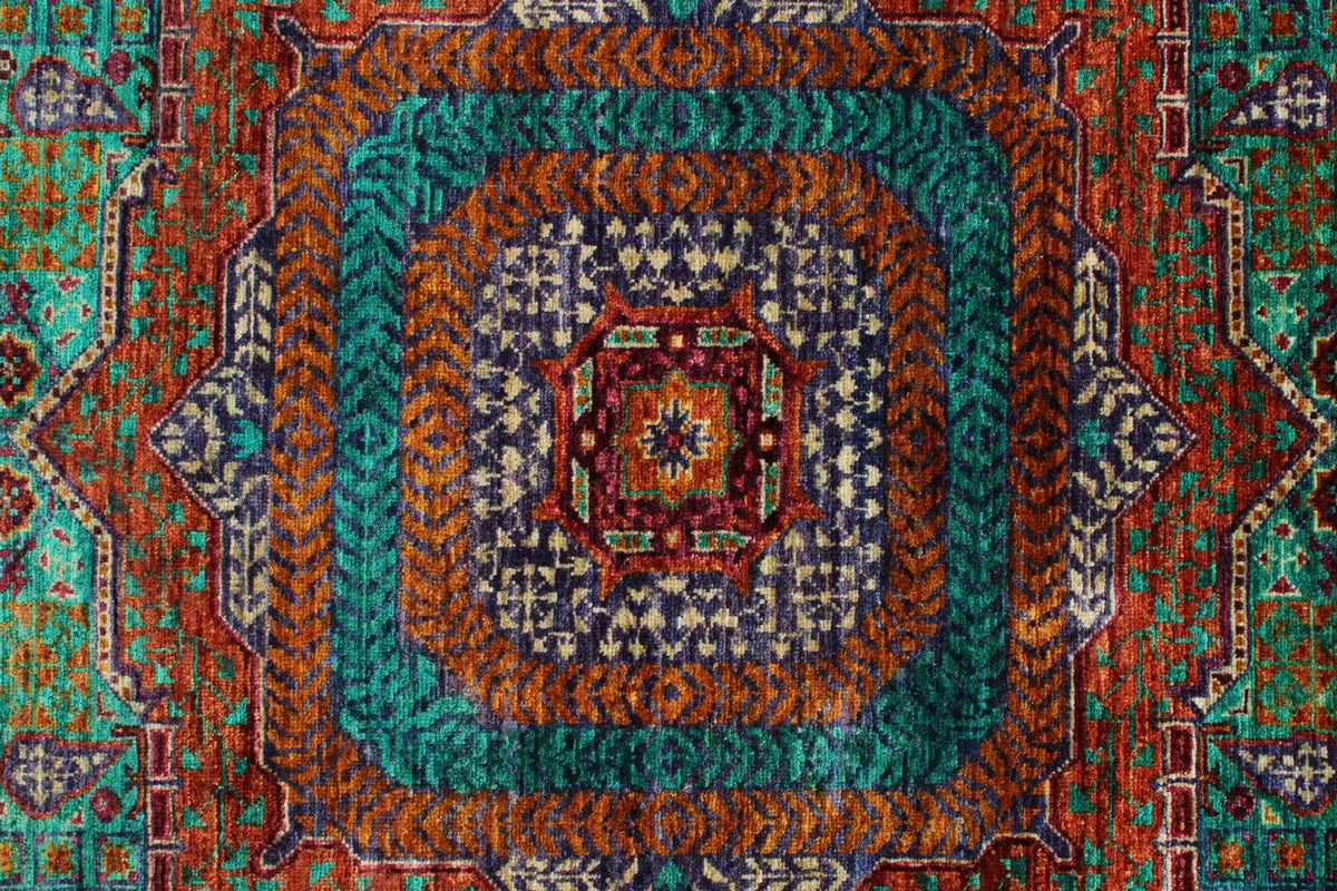 6x8 Turquoıse and Navy Turkish Tribal Rug