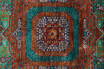 6x8 Turquoıse and Navy Turkish Tribal Rug