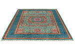 6x8 Turquoıse and Navy Turkish Tribal Rug