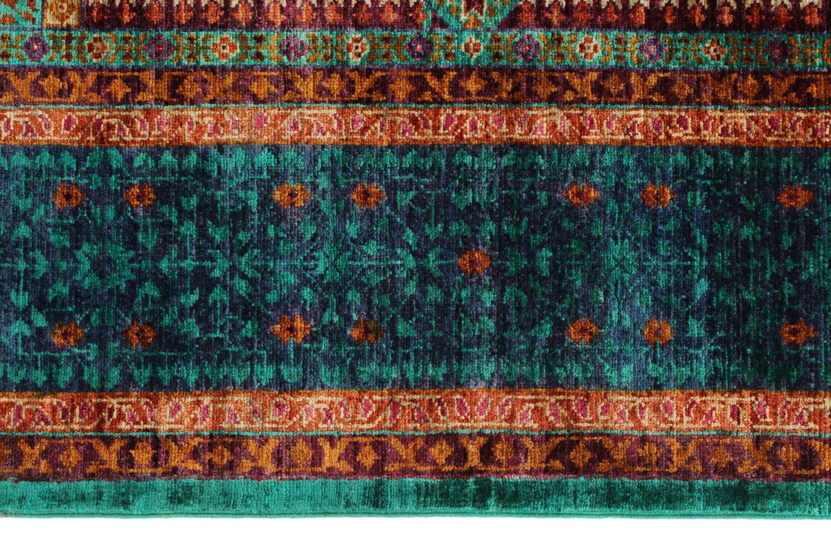 6x8 Turquoıse and Navy Turkish Tribal Rug