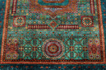 6x8 Turquoıse and Navy Turkish Tribal Rug