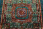 6x8 Turquoıse and Navy Turkish Tribal Rug