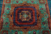 6x8 Green and Navy Turkish Tribal Rug