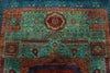 6x8 Green and Navy Turkish Tribal Rug