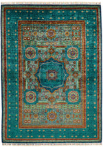 6x8 Multicolor and Blue Turkish Tribal Rug