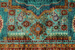 6x8 Multicolor and Blue Turkish Tribal Rug