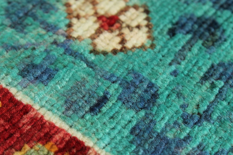 6x8 Multicolor and Blue Turkish Tribal Rug