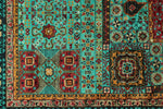 6x8 Green and Navy Turkish Tribal Rug