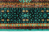 6x8 Green and Navy Turkish Tribal Rug