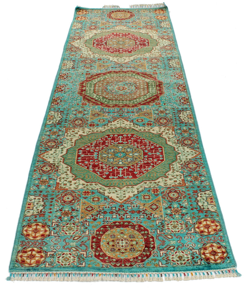 3x10 Turquoıse and Multicolor Turkish Tribal Runner