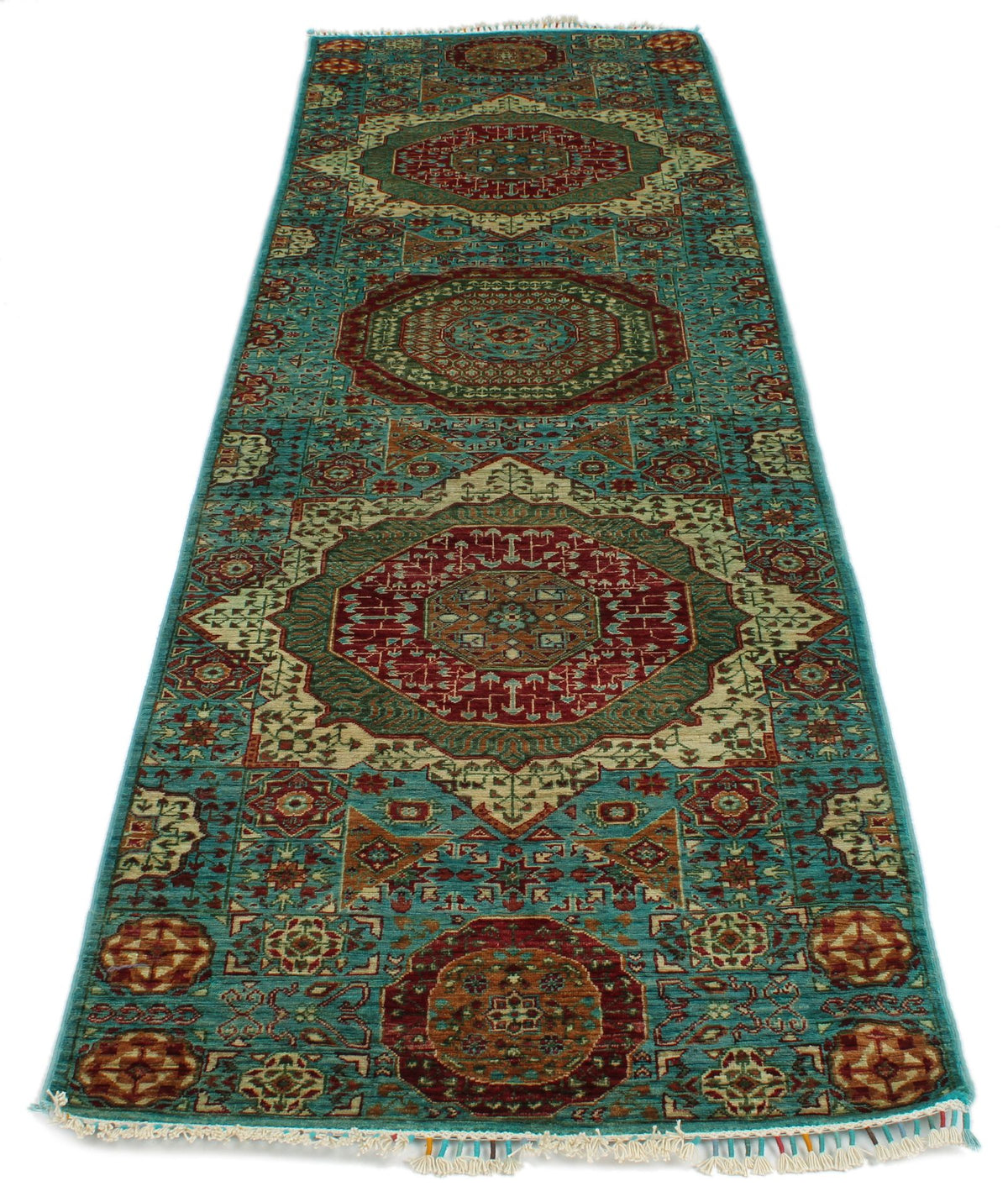 3x10 Turquoıse and Multicolor Turkish Tribal Runner