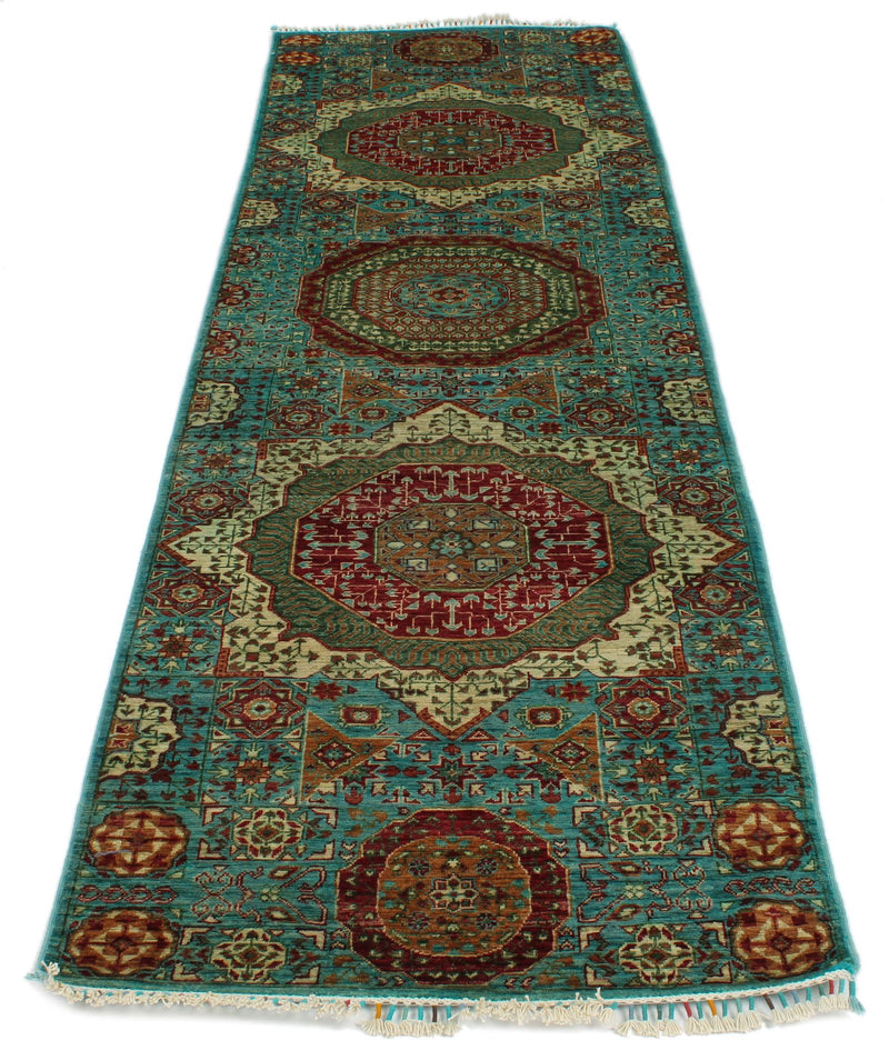 3x10 Turquoıse and Multicolor Turkish Tribal Runner