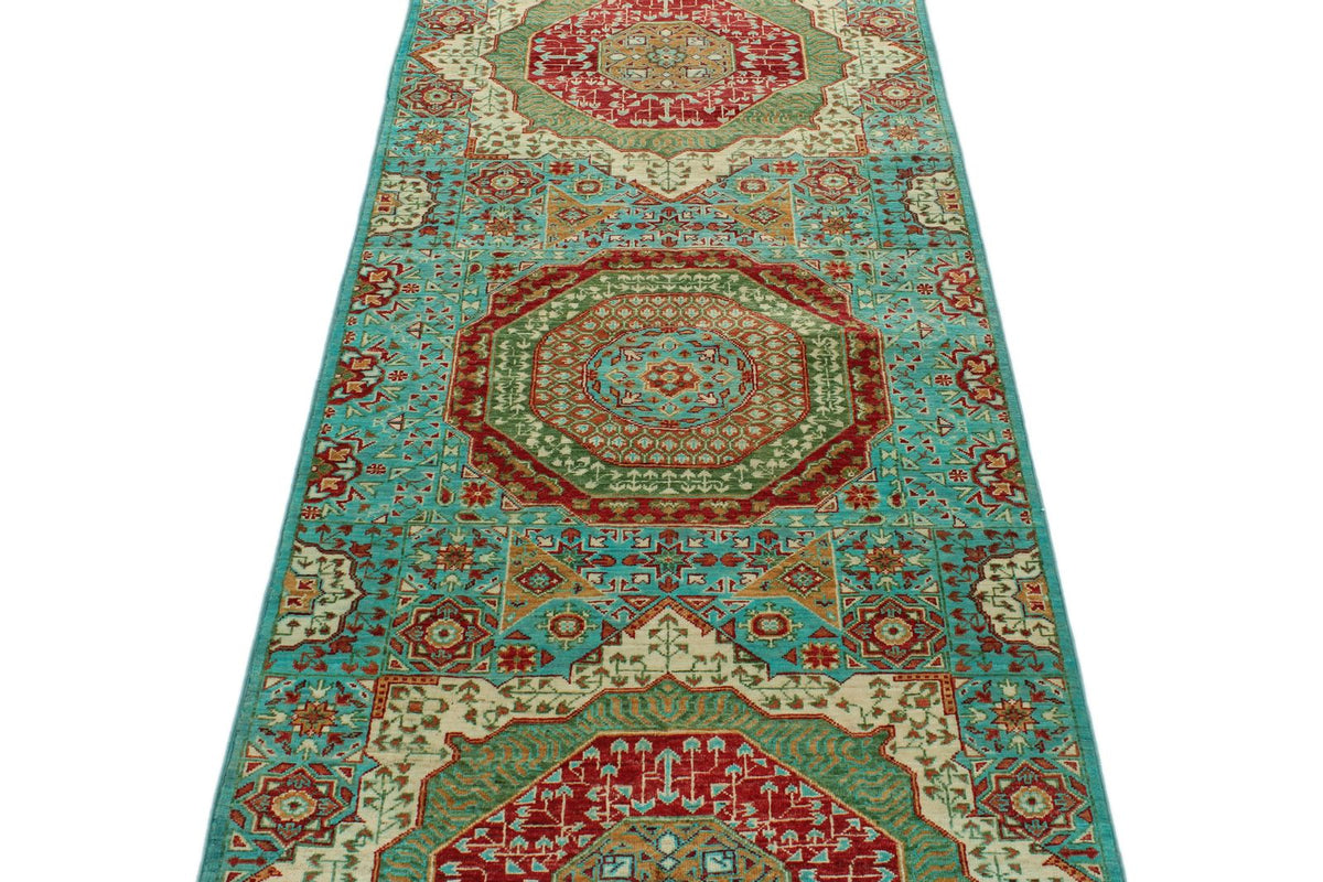 3x10 Turquoıse and Multicolor Turkish Tribal Runner