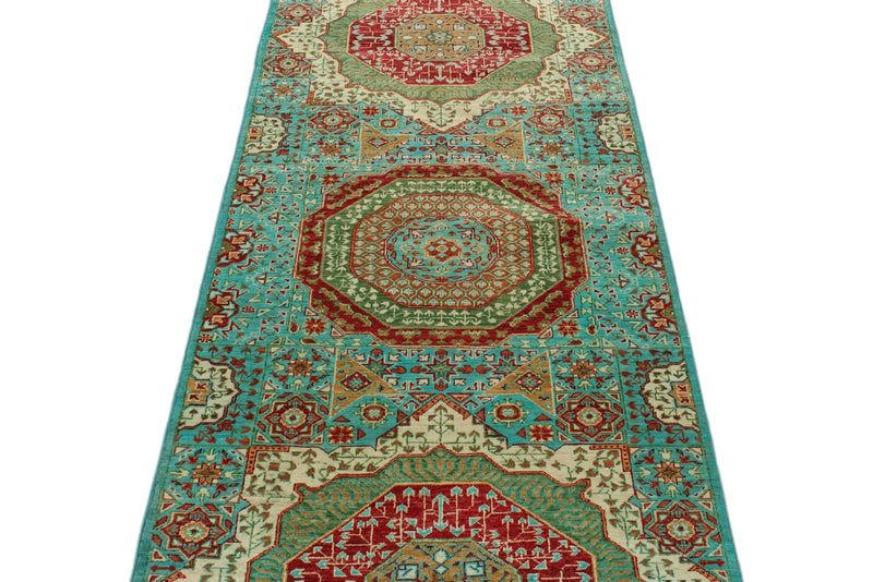 3x10 Turquoıse and Multicolor Turkish Tribal Runner