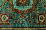 5x7 Green and Navy Turkish Tribal Rug