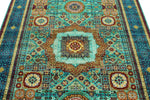 5x7 Green and Navy Turkish Tribal Rug