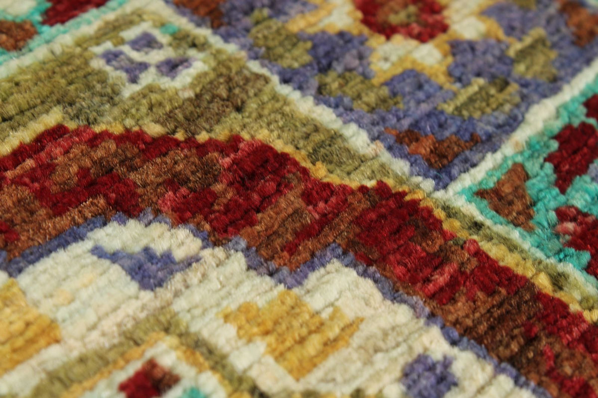 5x7 Turquoıse and Navy Turkish Tribal Rug