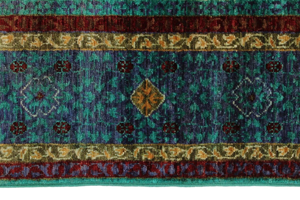 5x7 Turquoıse and Navy Turkish Tribal Rug