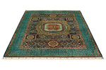 5x6 Navy and Green Turkish Tribal Rug