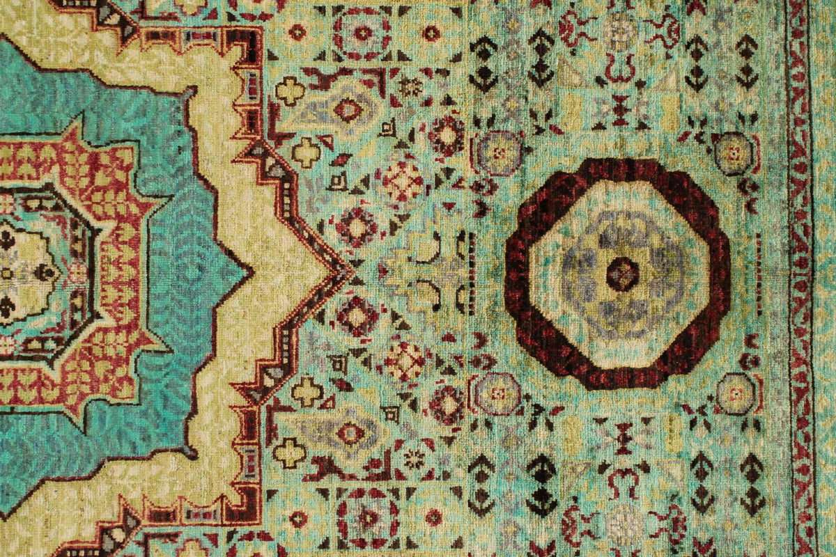 5x7 Turquoıse and Multicolor Turkish Tribal Rug