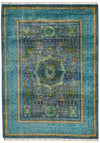 5x7 Navy and Turquoıse Turkish Tribal Rug