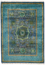 5x7 Navy and Turquoıse Turkish Tribal Rug