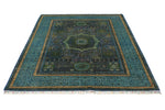 5x7 Navy and Turquoıse Turkish Tribal Rug