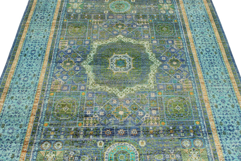 5x7 Navy and Turquoıse Turkish Tribal Rug