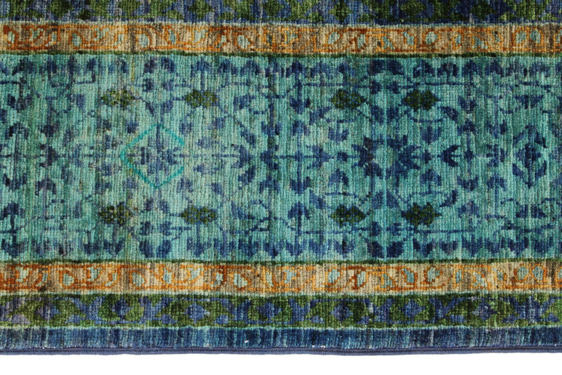 5x7 Navy and Turquoıse Turkish Tribal Rug