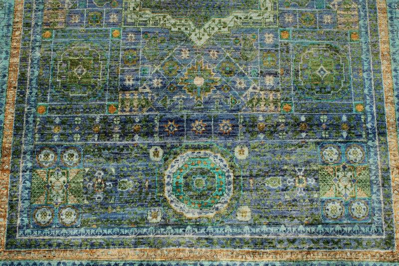 5x7 Navy and Turquoıse Turkish Tribal Rug