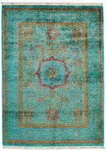 5x7 Green and Turquoıse Turkish Tribal Rug