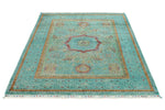 5x7 Green and Turquoıse Turkish Tribal Rug