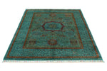 5x7 Green and Turquoıse Turkish Tribal Rug