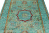 5x7 Green and Turquoıse Turkish Tribal Rug