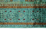 5x7 Green and Turquoıse Turkish Tribal Rug