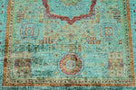 5x7 Green and Turquoıse Turkish Tribal Rug