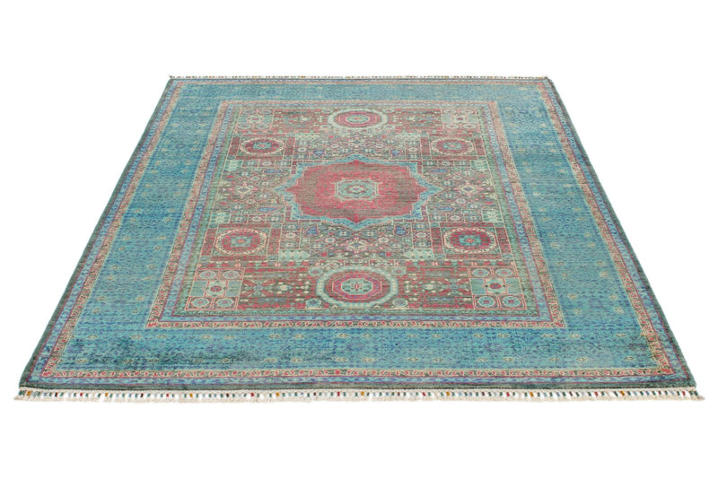 5x7 Multicolor and Blue Turkish Tribal Rug