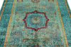 5x7 Light Green and Light Blue Turkish Tribal Rug