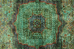 5x7 Green and Navy Turkish Tribal Rug