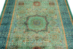 5x7 Green and Navy Turkish Tribal Rug