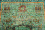 5x7 Green and Navy Turkish Tribal Rug