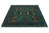 5x7 Green and Navy Turkish Tribal Rug