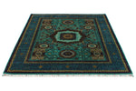 5x7 Green and Navy Turkish Tribal Rug