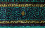 5x7 Green and Navy Turkish Tribal Rug