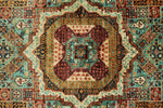 5x7 Light Green and Light Brown Turkish Tribal Rug