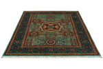 5x7 Light Green and Light Brown Turkish Tribal Rug